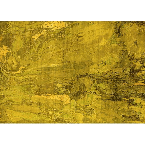 Ahgly Company Indoor Rectangle Oriental Yellow Industrial Area Rugs, 2' x 4'