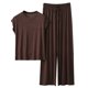 thumbnail image 1 of Conjunto de pijama holgado para mujer: camiseta de manga corta y pantalones con cordón, poliéster y spandex, para todas las estaciones, tallas M-XXL., 1 of 7