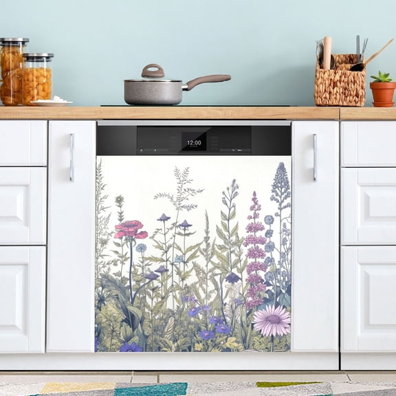 Wildflower Dishwasher Magnet Cover Reuseable Refrigerator Magnet Cover Decal Fridge Microwave Stickers Hoilday Party Decor 23 x 26 Inch