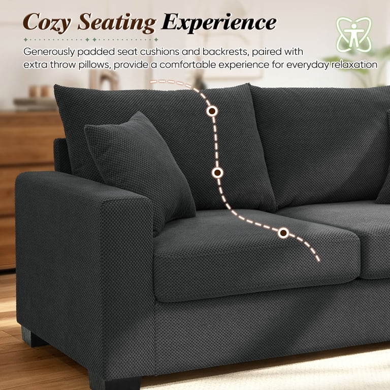Lunale 69" Modern Loveseat, Gray Polyester photo 5