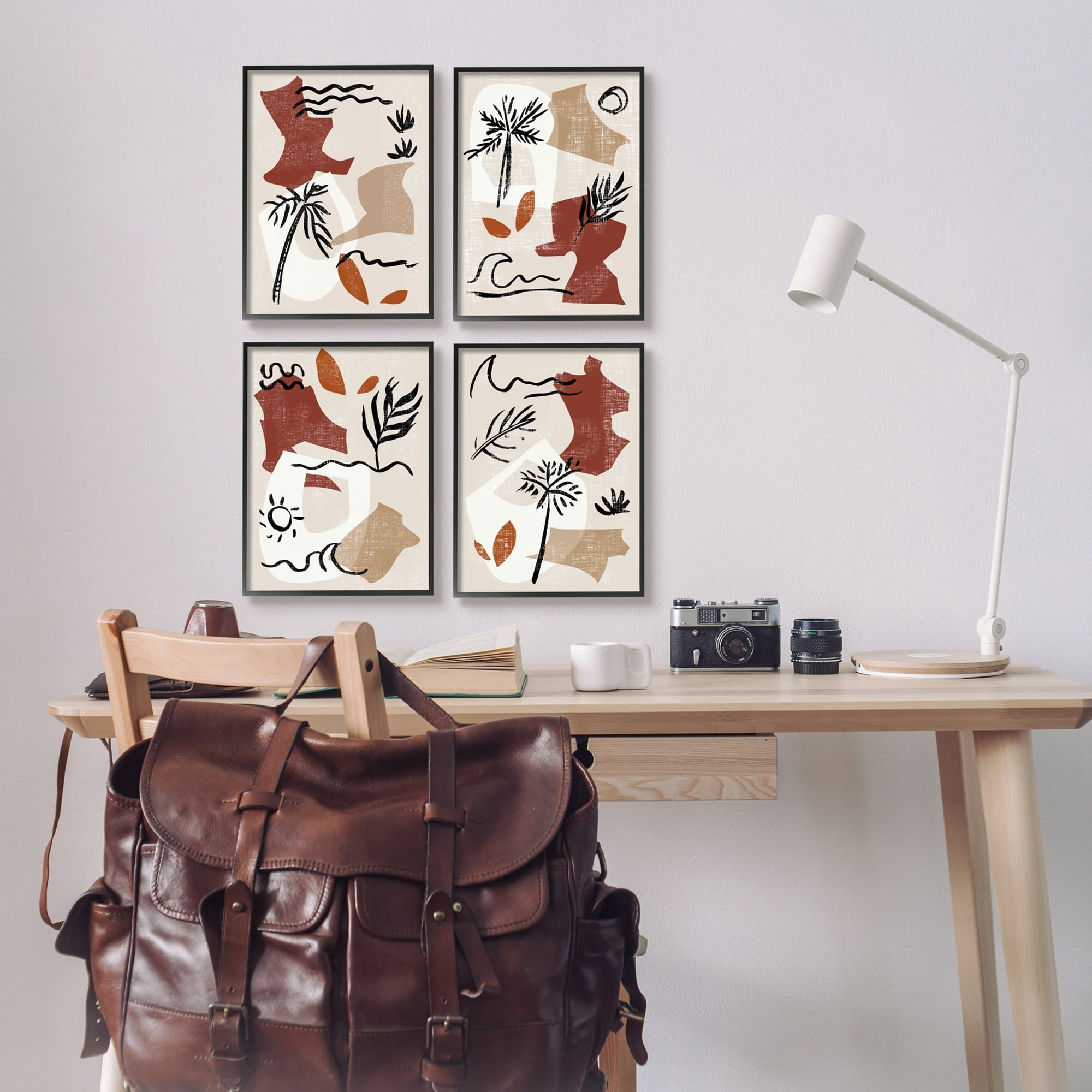 Stupell Industries Abstract Tropical Boho Shapes & Botanicals Neutral Tones Framed Wall Art, 11 x 14, Design by Melissa Wang