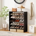 thumbnail image 4 of Costway 6 PCS Stackable Shoe Rack 31-Inch Horizontal Organizer 2-tier StorageShelf Black, 4 of 9