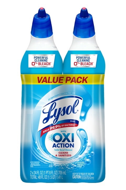 Lysol Toilet Bowl Cleaner, Ocean Fresh Scent - 24 Oz Bottle (Pack Of 9), Hydrogen Peroxide Formula, No Bleach