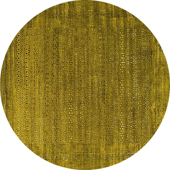 Ahgly Company Indoor Round Oriental Yellow Industrial Area Rugs, 8' Round