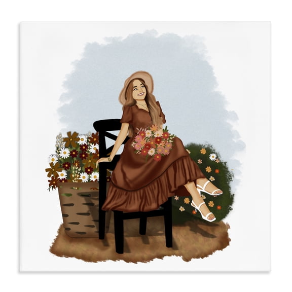 Stupell Industries Cottage Floral Fashionista in Garden Canvas Art, 17 x 17, by Saba Rauf