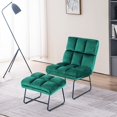 thumbnail image 3 of Mcombo Velvet Accent Chair with Ottoman, Metal Legs Club Chair for Living Room 0014 (Dark Green), 3 of 8
