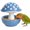 Blue, variant on Mushroom Bird Feeding Bowl, No Mess Pet Cage Feeder, Covered Food or Water Bowl for Small Animals Budgie Cockatiel Hamster