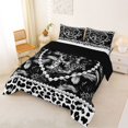 thumbnail image 2 of Manfei Cartoon Alphabet E Print Full Size Comforter Sets,Kawaii Pearl Cheetan Pattern Bedding Comforter Set,Black,Black Reversible,3 Pieces,1 Comforter and 2 Pillowcases, 2 of 7