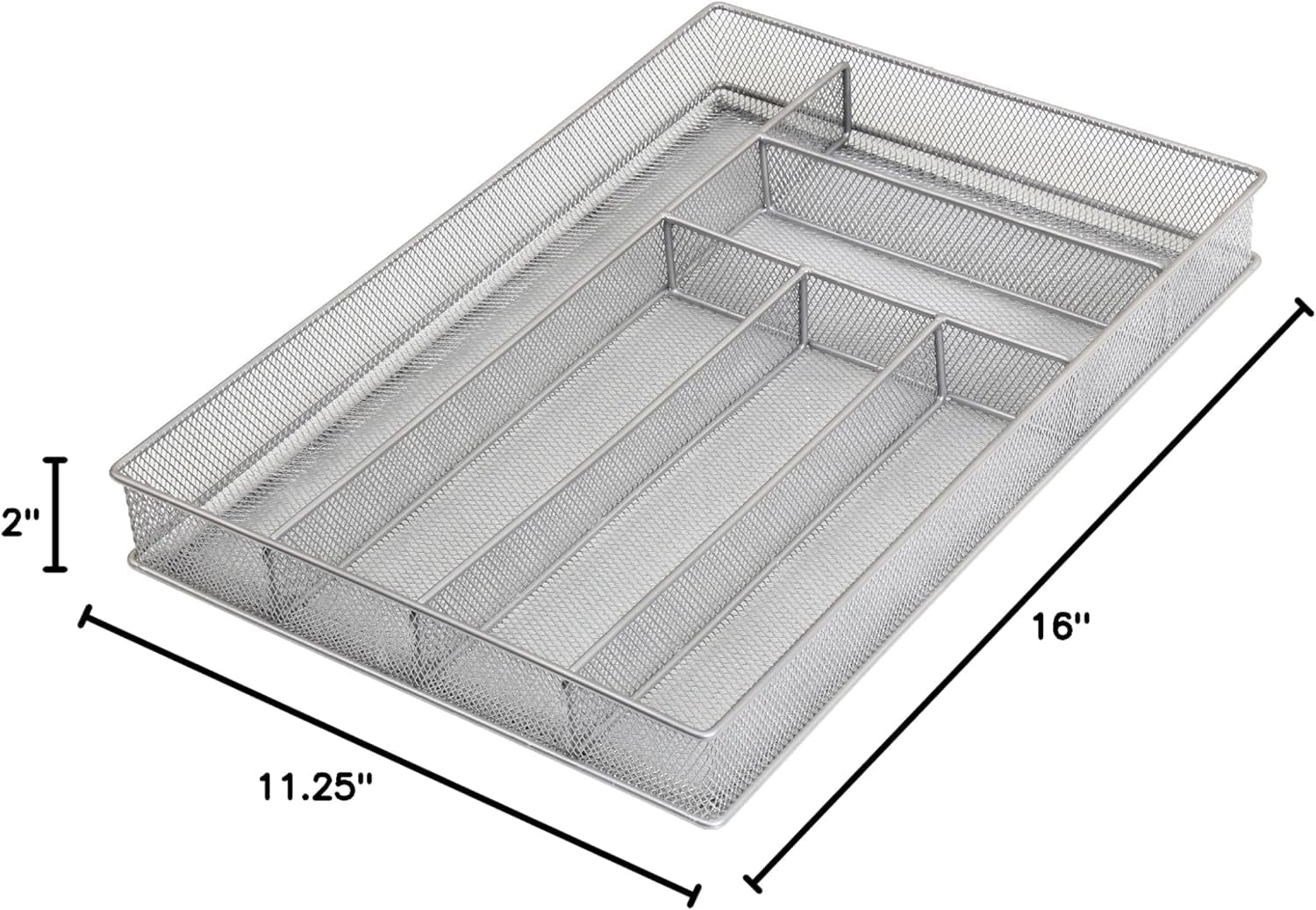 YBM Home Wire Mesh Silver Drawer Organizer for Silverware and Gadgets