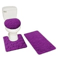 thumbnail image 3 of Velvet Memory Foam 3 piece Bathroom Rug Mat Lid Cover Set Non Slip Machine Wash Water Absorbent Purple Color for Bathroom Décor, 3 of 5