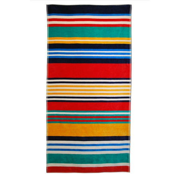 Striped Oversized Cotton Beach Towelby Blue Nile Mills- , Blue
