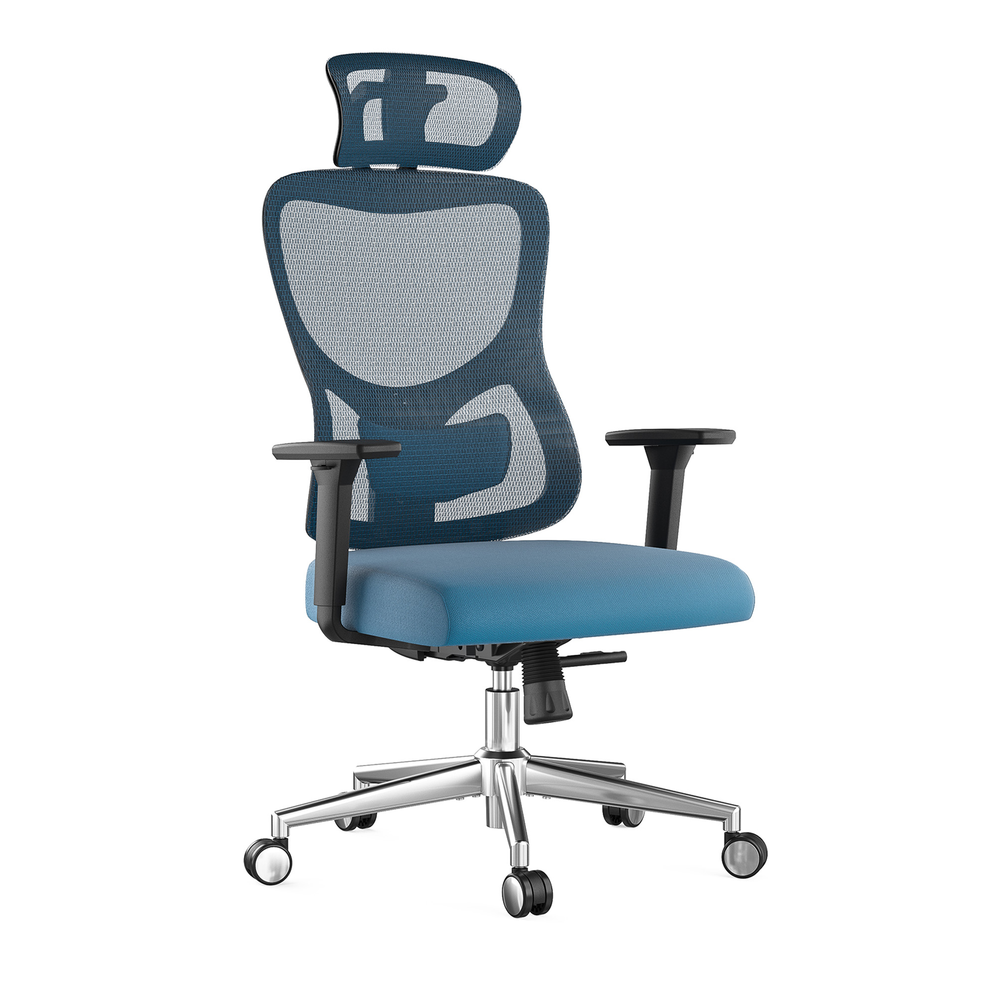 MAYEERTY Ergonomic Mesh Home Office Chair with Headrest, Adjustable Lumbar Support, 3D Armrests, Blue