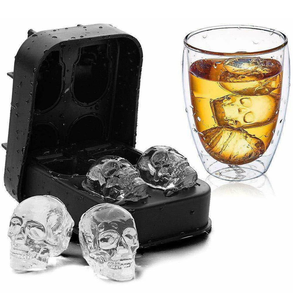 3D Ice Cube Mold Maker Skull Shape Bar Party Silicone Trays Chocolate Mold 