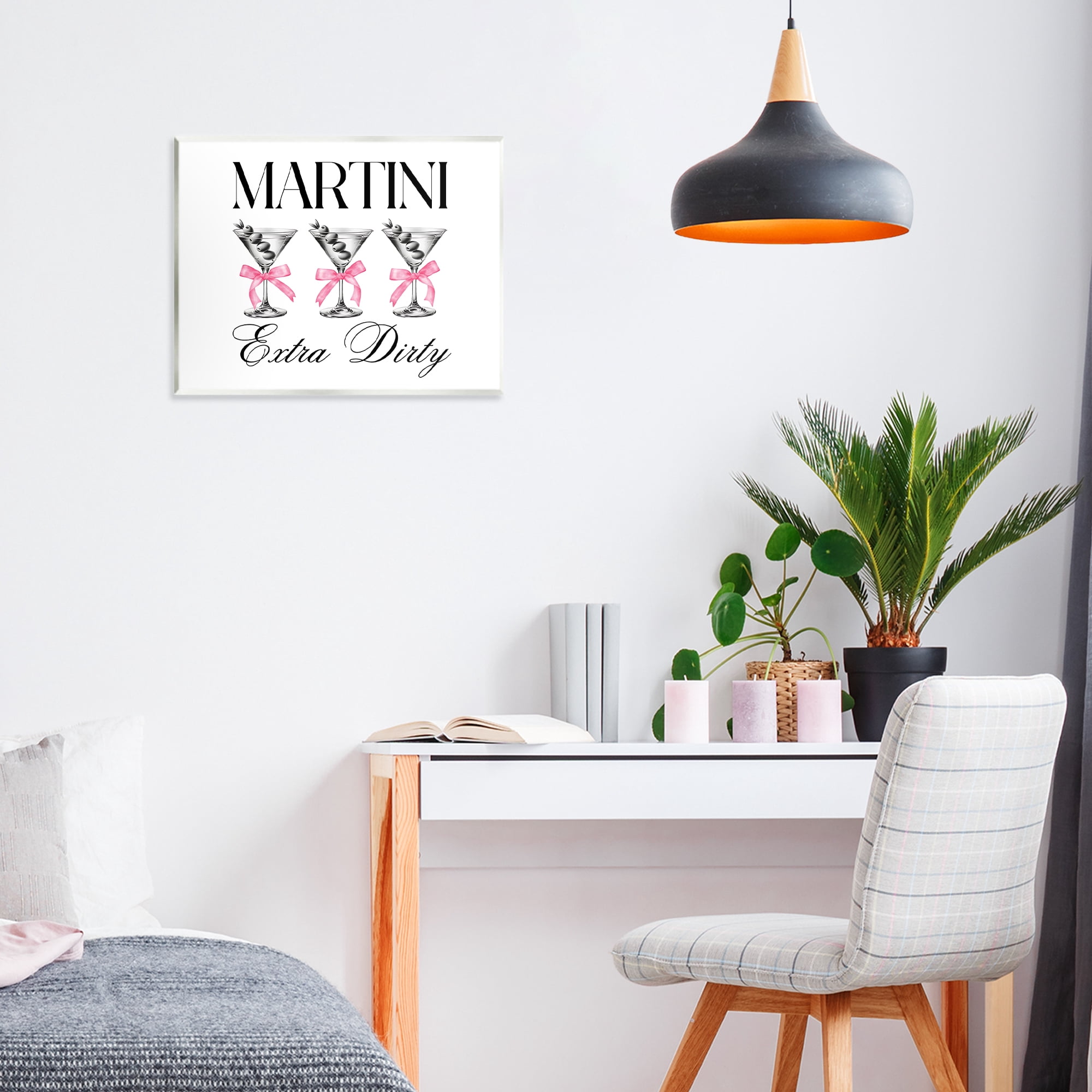 Stupell Industries Pink Ribbon Martini Trio Wall Plaque Art, design by Lettered and Lined