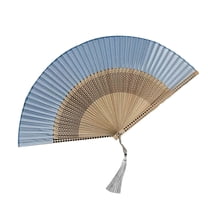 Handmade Oriental Paper Fans - Carved Design With Tassels, Silk Fabric, Decor For Home/Wedding/Party