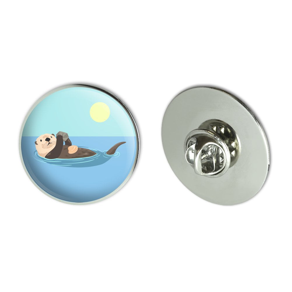 Detailed Otter Sea Otter Pewter Brooch Pin 