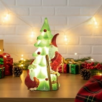 Christmas Tree Tabletop Decorations, Small Christmas Trees with Lights Lighted Tree Figurine Battery Operated for Office Home Holiday Decoration (Green)