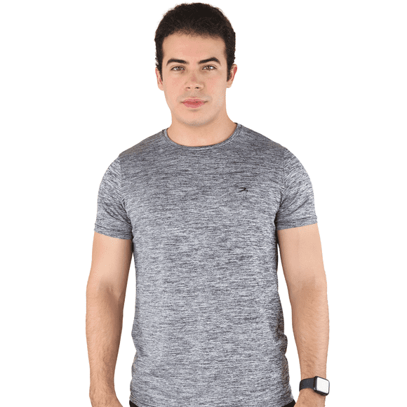 Playera Deportiva Hombre Color Gris Jaspe Secado Rápido