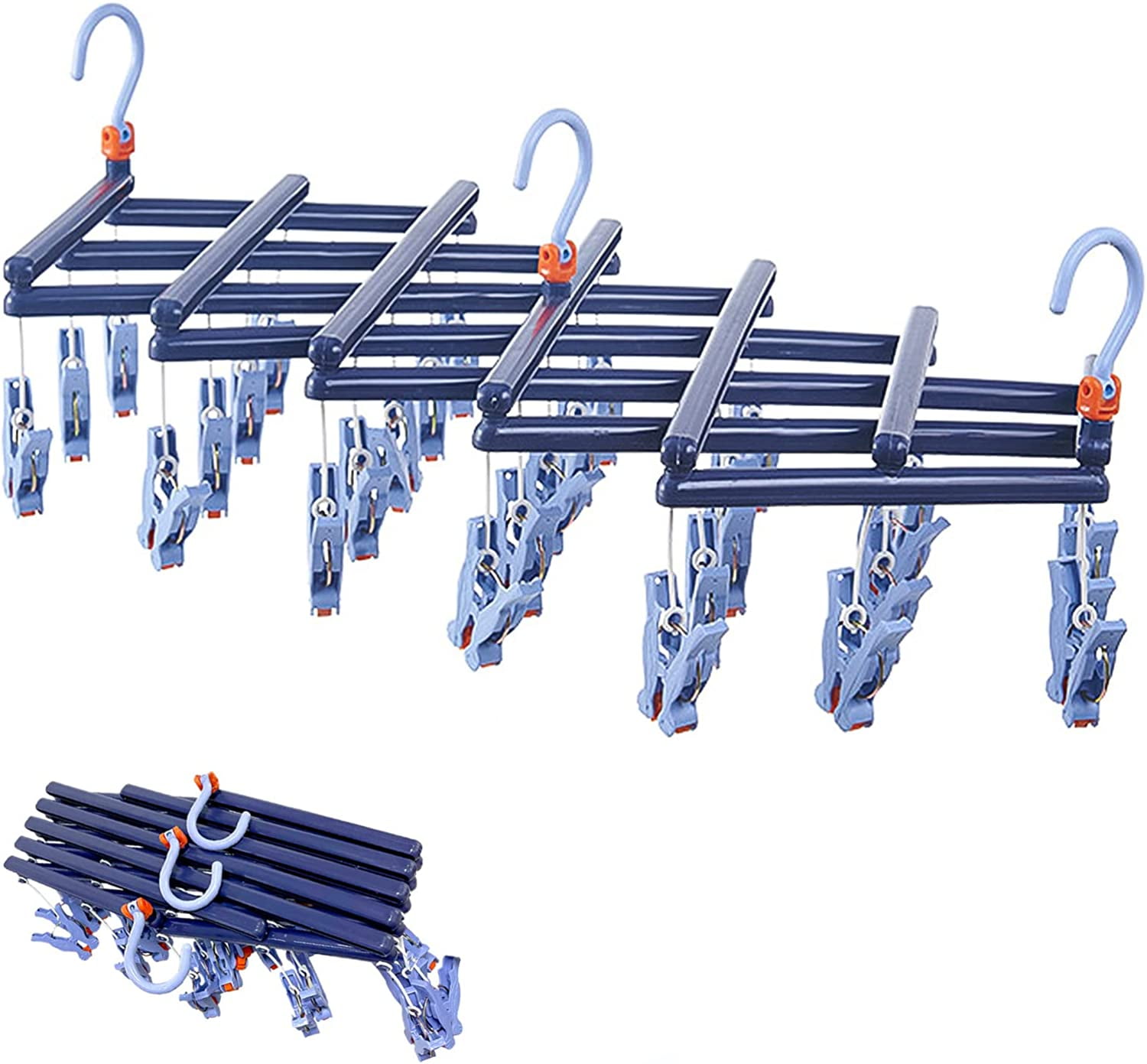 Sock Drying Rack,Sock Hanger for Washing Line, Foldable Clip Hangers with 29 Drying Clips