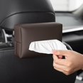 thumbnail image 3 of Caja de pañuelos para coche, reposabrazos, toallero, visera para el sol, para colgar en el respaldo del asiento, color marrón, 3 of 7