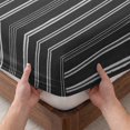 thumbnail image 3 of Full Size Fitted Sheet Set - Black Striped 3 Piece Bedding Sets 16" Deep Pocket Fitted Sheet with 2 Pillowcases, Farmhouse Stripes Modern Vintage Brushed Microfiber Hotel Luxury Bed Sheets, 3 of 9