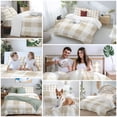 thumbnail image 6 of Beige Plaid Duvet Cover Set, Spring Summer Farmhouse Buffalo Checkered Soft Duvet Cover Twin Size Bedding Set 4 Pieces, 1 Quiltcover and 2 Pillowcases with Zipper, 1 Bed Sheet for All Seasons, 6 of 9