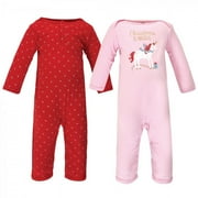 Hudson Baby Infant Girl Cotton Coveralls 2pk, Magical Christmas, 0-3 Months
