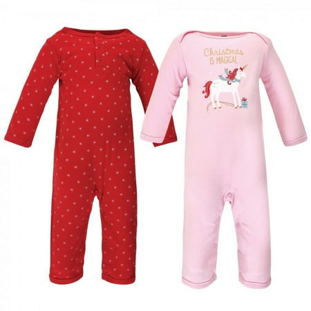UPC: 0660168568462 | Hudson Baby Infant Girl Cotton Coveralls 2pk Magical Christmas 3-6 Months