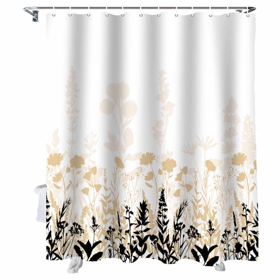 Shower Curtain Cream Herb Shower Curtains for Bathroom Bathtub, Waterproof Fabric Shower Curtain Set with Hooks, Small Stall Size 36" x 72" Floral Leaves Plant