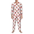 thumbnail image 3 of Salouo Hand Drawn Strawberry Print Button-Front Long Sleeve Pajama Set for Men, Soft 2Pjs Men's Long Sleeve Sleepwear-XX-Large, 3 of 7