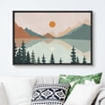 thumbnail image 2 of PixonSign Framed Canvas Print Wall Art Pastel Mountain Tree Forest Lake Nature Wilderness Illustrations Modern Art Decorative Boho Minimal Relax/Zen - 24"x36" Black, 2 of 5