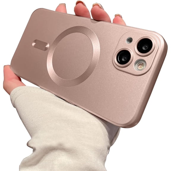 for iPhone 15 Case with Camera Lens Protector Compatible with Magsafe Wireless Charge Shockproof Protective Cute Slim Soft Silicone iPhone 15 Phone Case for Women Girls 6.1 Inch 2023 (Pink)