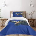 thumbnail image 3 of Ambesonne Turtle Quilted Bedspread Set 2 Pcs, Sea Animal Swimming, Twin Size, Blue Yellow, 3 of 6