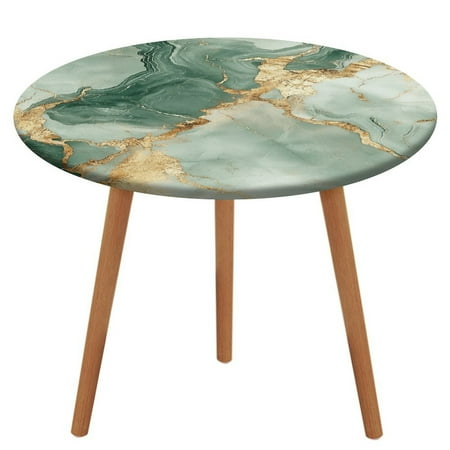 

Colorful Marble Green Gilding (14) Round Fitted Tablecloth Elastic Table Cover Waterproof Dining for Indoor Outdoor Decor Table Cloth