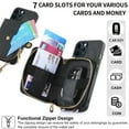 thumbnail image 6 of Wallet Case for iPhone 16 Pro, Adjustable Detachable Crossbody Zipper Purse Case with Card Holder & Kickstand, PU Leather Flip Folio Case for iPhone 16 Pro, Black, 6 of 10