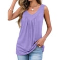 thumbnail image 3 of Women'S Tank Top Loose Fit Sleeveless Shirts V Neck Summer Ruched Tees and Tanks Curved Hem XXL, 3 of 9
