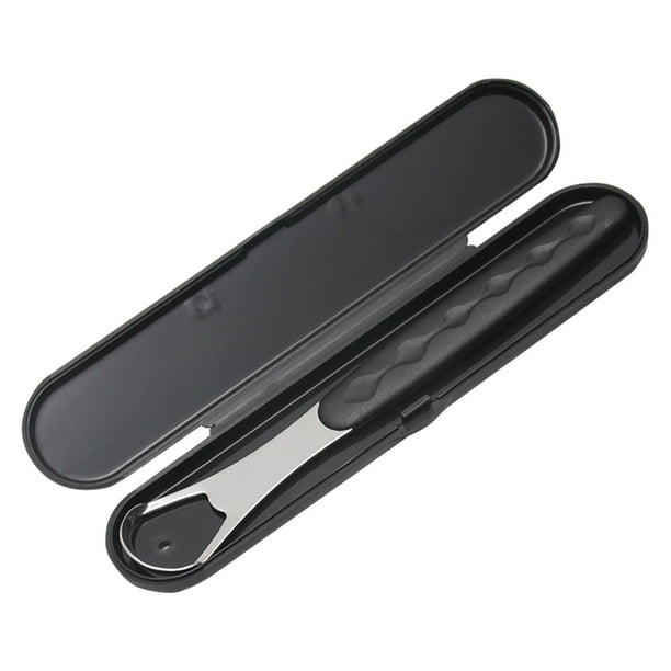 Raspador de lengua de acero inoxidable, limpiador de lengua de forma curva de doble cara Abanopi Negro