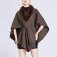 thumbnail image 4 of Cape Châle Tricotée Couleur Unie, Col Faux Élégant pour Femmes, 4 of 8