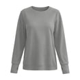 thumbnail image 5 of Jsaierl Womens Sweatshirts Cute Solid Color Round Neck Sweatshirt Oversized Loose Fit Pullover Cotton Jogging Long Sleeve Shirts with Thumbhole, 5 of 7