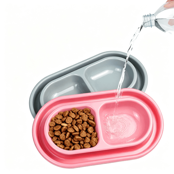 ACDANC Ant Away Outdoor Cat Bowl,Double Pet Bowl with Water Moat,Spill-Proof Design,Food&Water Feeder for Outdoor Cats-Ants Away,Easy Clean,Lightweight Plastic(Small,2 Packs)