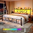 thumbnail image 6 of EnHomee Queen Size Metal Bed Frame with Vintage Headboard & Footboard Metal Platform Bed Frame Queen with LED Lights & Storage, Noise Free, Black, 6 of 7