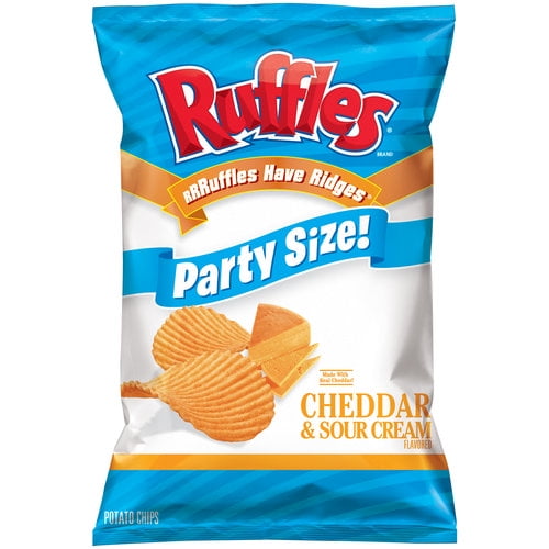 Ruffles Party Size! Cheddar & Sour Cream Potato Chips, 14.5 oz Bag