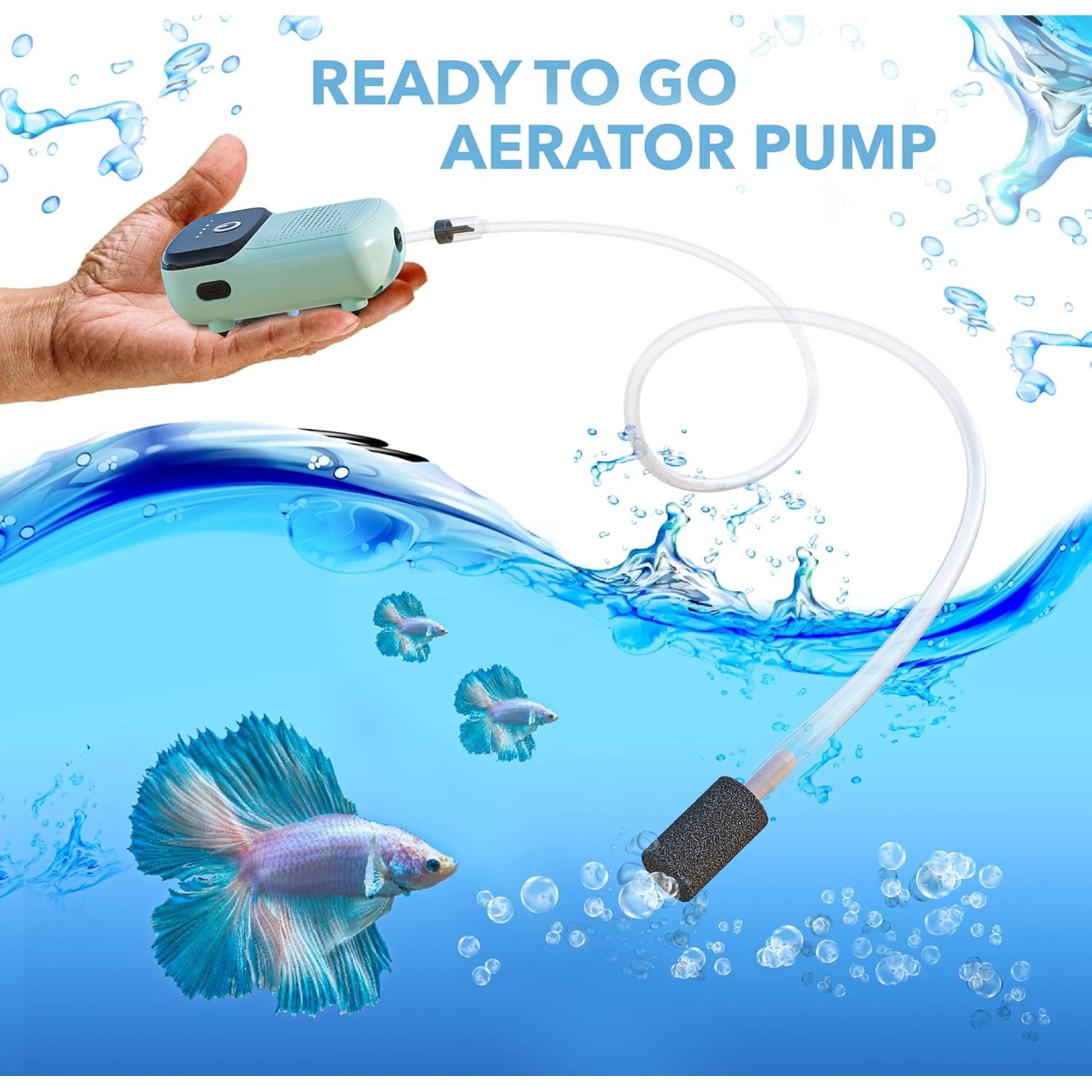 Portable Aerator for Fish,USB Rechargeable Live Bait Aerator 18–32H Battery, Keeps Bait Alive Anywhere, Quiet Aquarium Water Pump for Buckets, Coolers, Aquariums, Salt & Freshwater