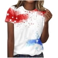 thumbnail image 2 of Goodtrade8 Women's Short Sleeve T Shirts Graphic Red White and Blue Pullover Red White and Blue July 4th Summer Crew Neck , Casual Independence Day Tops for Women American, 2 of 4