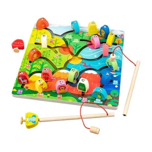 Juego de Pesca Magnética de Madera Montessori Preschool Tablero Juego Early Animal