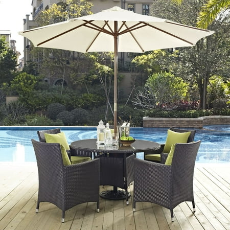 Modway Convene 7 Piece Outdoor Patio Dining Set in Espresso Peridot