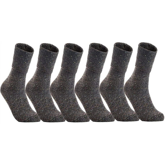 LLS Big Girl's 6 Pairs Wool Knee High Crew Socks Size L (Gray)