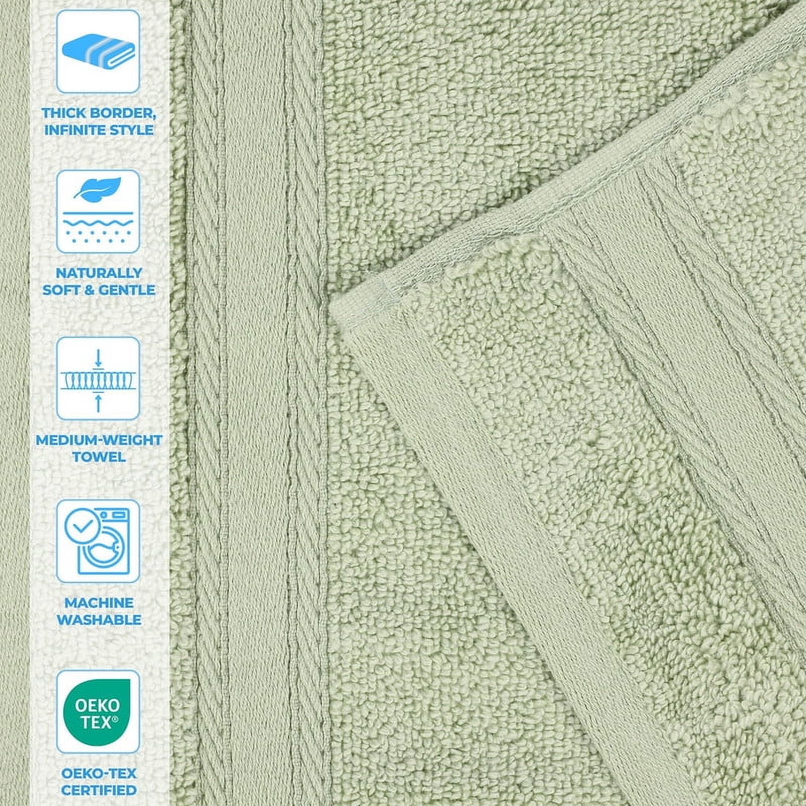 Superior Belmont 8 Piece Zero Twist Towel Set, Ultra Soft Cotton Towels, Green