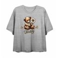 thumbnail image 4 of Teddy Bear With Daisy Women's Heather Gray Crew Neck Short Sleeve Crop Tee-Medium, 4 of 7