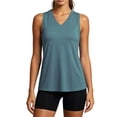 thumbnail image 2 of NELEUS Womens Workout Tops for Casual Athletic Running Gym V Neck Loose Fit Yoga Shirts Summer Tees,Blackish Green,US Size M, 2 of 9